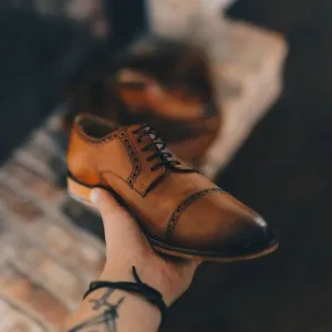Cambridge Calfskin Cap-Toe Oxford in British Tan by Alan Payne Footwear