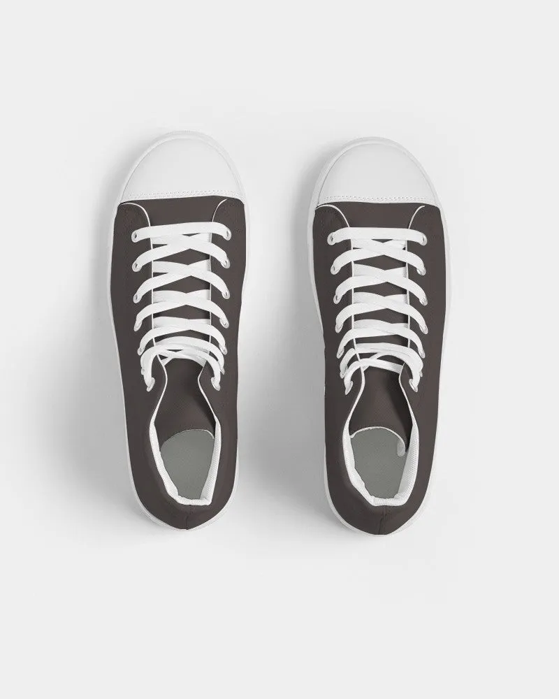 Deep Dark Brown Women's High-top Canvas Sneakers | Women's | Deep Dark Pale Brown | C60M60Y60K60