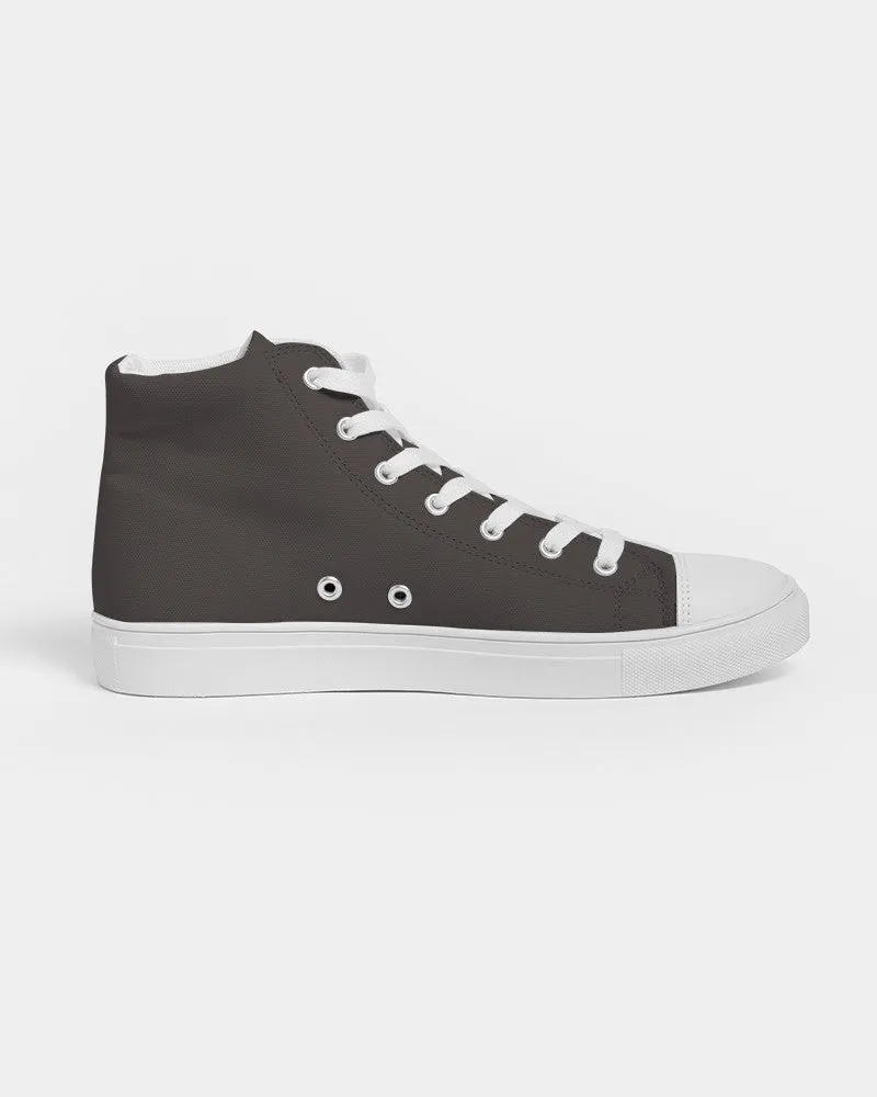 Deep Dark Brown Women's High-top Canvas Sneakers | Women's | Deep Dark Pale Brown | C60M60Y60K60