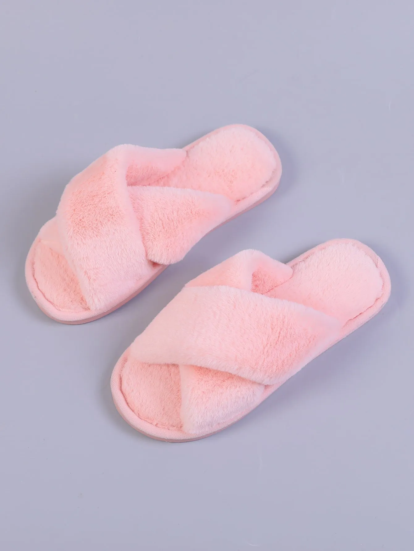 Fuzzy Criss Cross Bedroom Slippers