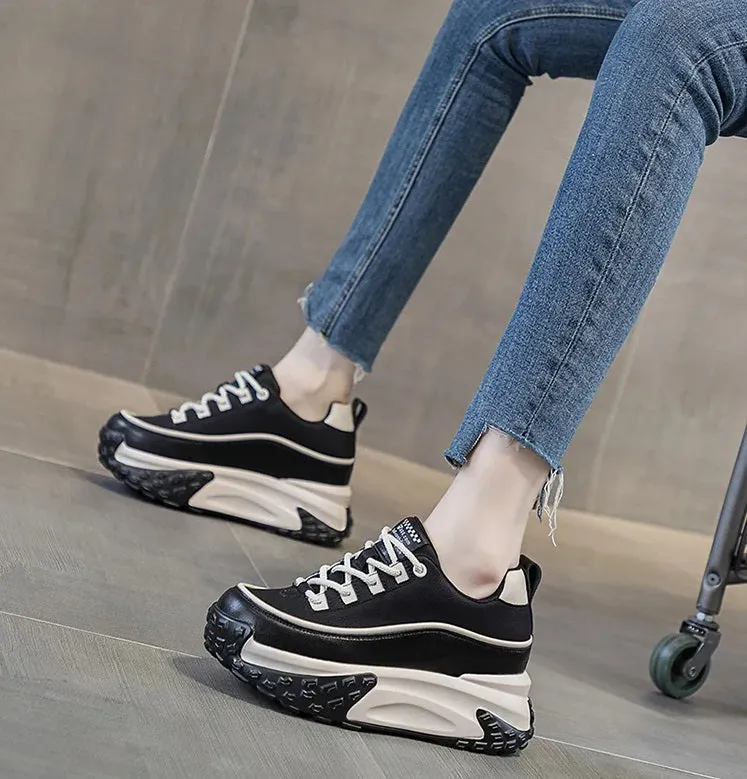 Joskaa 2024 New Wedge Platform Black Sneakers