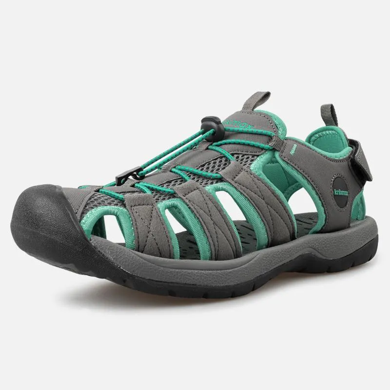 Knixmax Damen Sandalen mit geschlossener Zehenpartie Grün Wide Fit Sport Sommerschuhe (Upgrade Version)