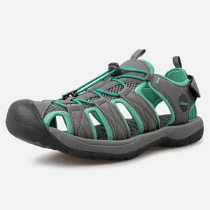 Knixmax Damen Sandalen mit geschlossener Zehenpartie Grün Wide Fit Sport Sommerschuhe (Upgrade Version)