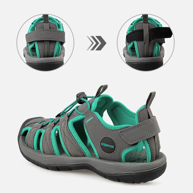 Knixmax Damen Sandalen mit geschlossener Zehenpartie Grün Wide Fit Sport Sommerschuhe (Upgrade Version)