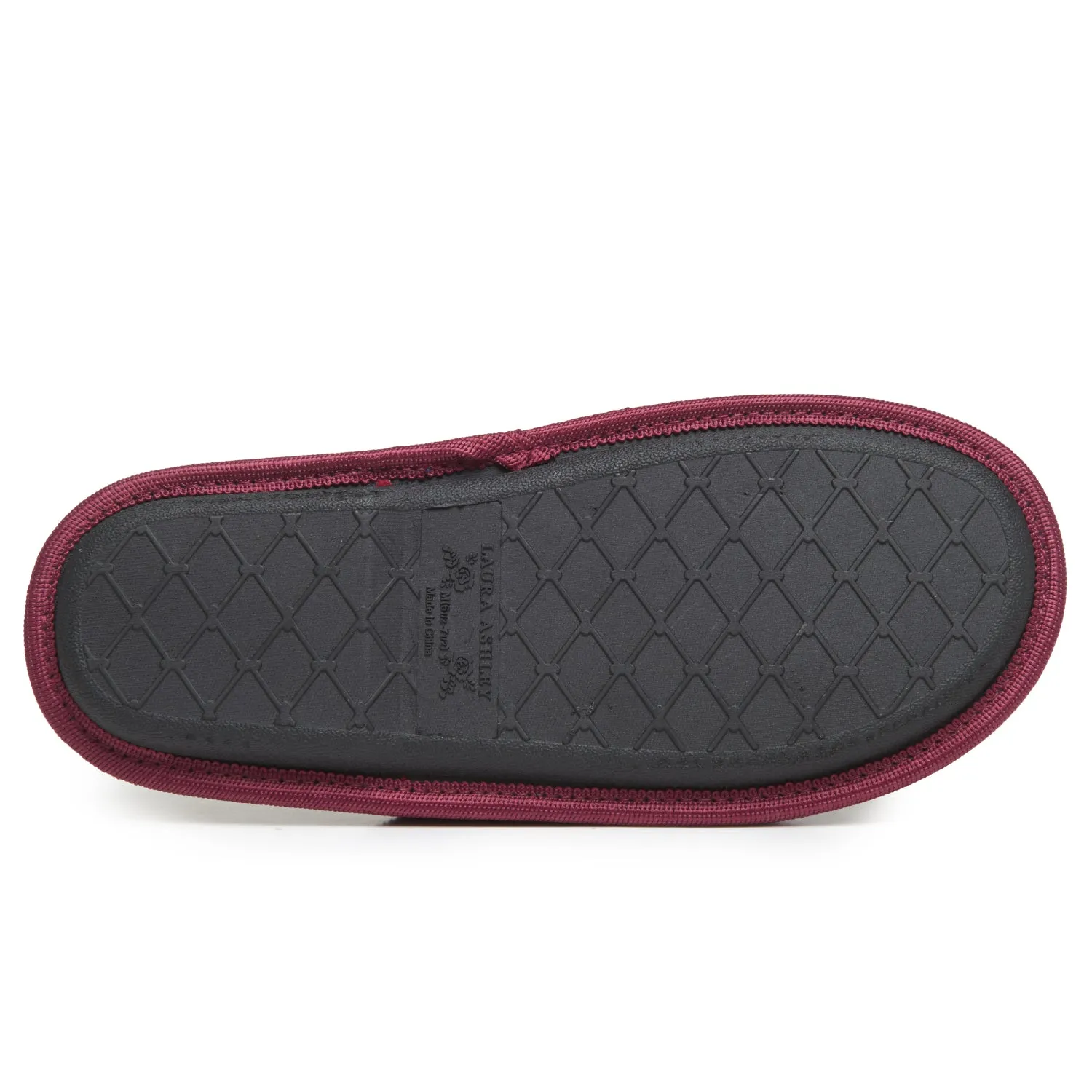 Laura Ashley Women's Embroidered Polka Dot Micro Terry Scuff Slippers with Bow Details | Soft and Warm House Slippers with Cushioned Insole for Ladies