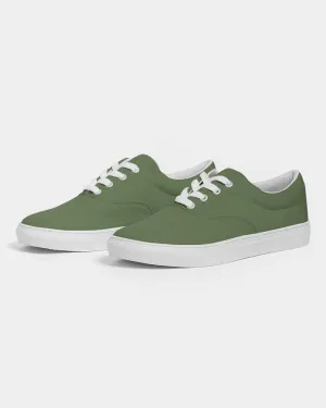 Medium Dark Warm Green Men's Canvas Sneakers | Men's | Medium Dark Pastel Warm Green | C30M0Y60K60
