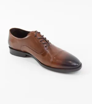 Men's Cognac Plain Cap Toe Oxford Shoes