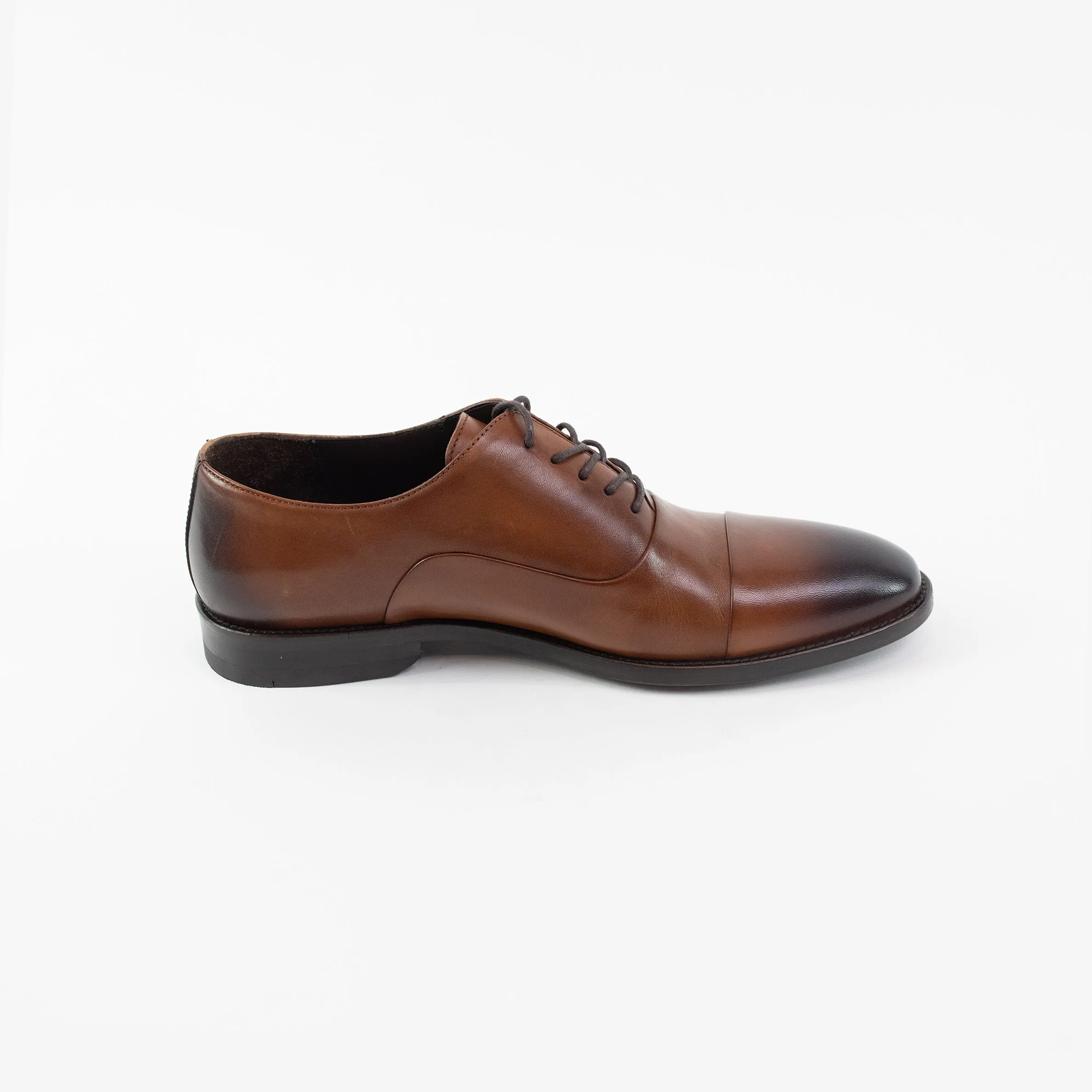 Men's Cognac Plain Cap Toe Oxford Shoes