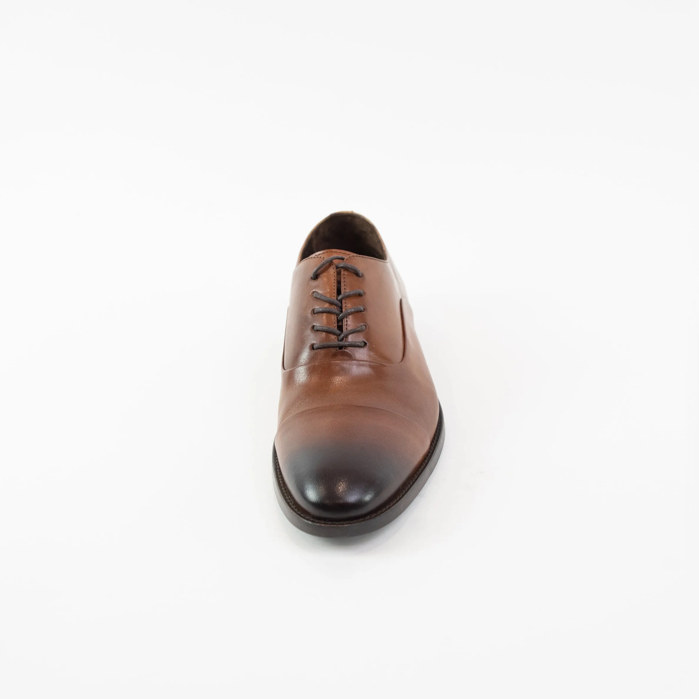 Men's Cognac Plain Cap Toe Oxford Shoes