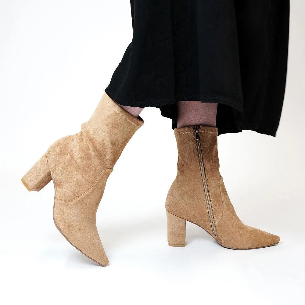Nider Sand Stretch Microsuede Ankle Boots