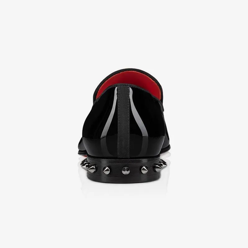 Plain Patent Studs Heel Calf Loafers